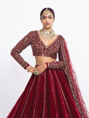 VVANI VATS – Mehroon lehenga set - Image 3
