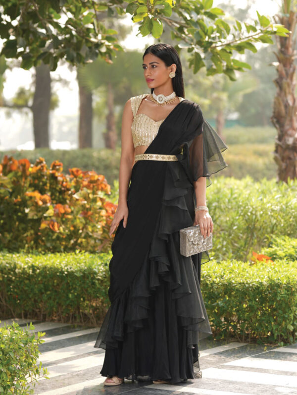 RASHIKA SHARMA- Lara Ruffled Saree Set