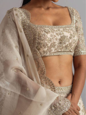 Anushree Reddy - Ivory and gold embellished lehenga set - Image 2