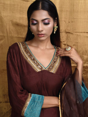 PRITI PRASHANT – Coffee Kurta Set - Image 4
