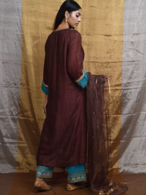PRITI PRASHANT – Coffee Kurta Set - Image 3
