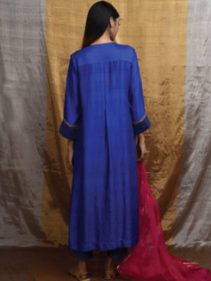 PRITI PRASHANT – Royal Blue Kurta Set - Image 3