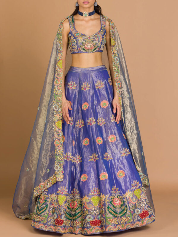 AISHA RAO – Blue Lehenga Set
