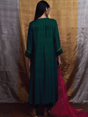 PRITI PRASHANT – Dark Green Kurta Set - Image 3