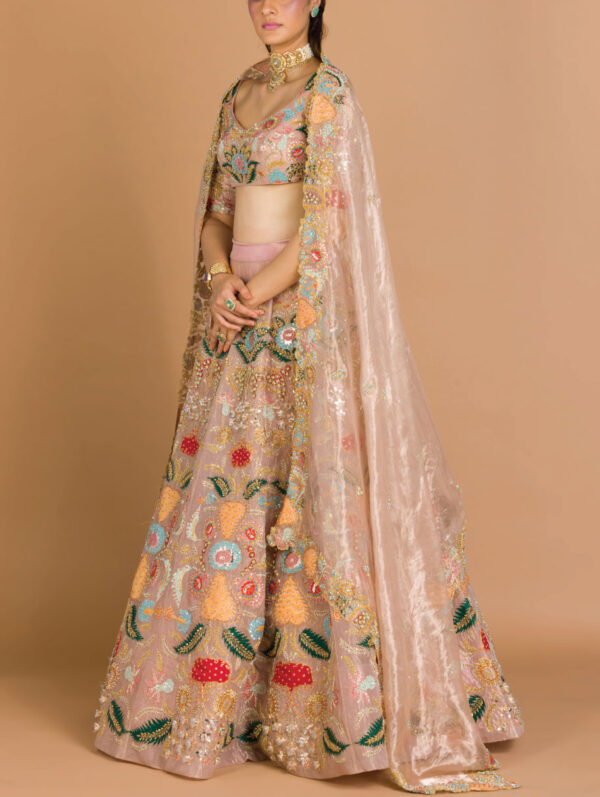 AISHA RAO – Peach Lehenga Set