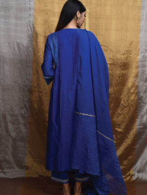 PRITI PRASHANT – Royal Blue Embroidered Kurta Set - Image 2