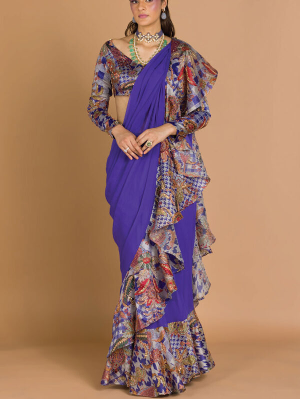 AISHA RAO- Violet Saree Set