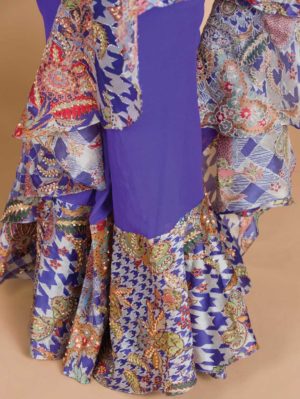 AISHA RAO- Violet Saree Set - Image 3
