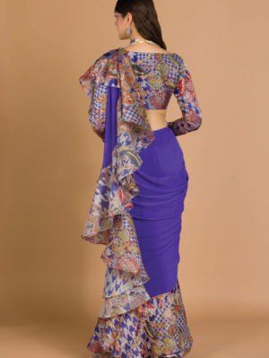 AISHA RAO- Violet Saree Set - Image 2