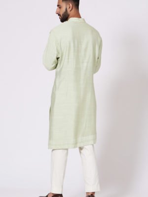 JATIN MALIK – Duck egg Green four buttoned Kurta set - Image 2