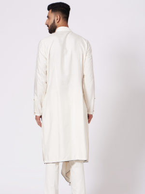 JATIN MALIK – Ivory Drape Kurta set - Image 4