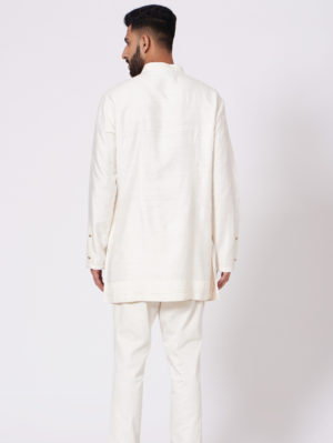 JATIN MALIK – Ivory Short Kurta - Image 4