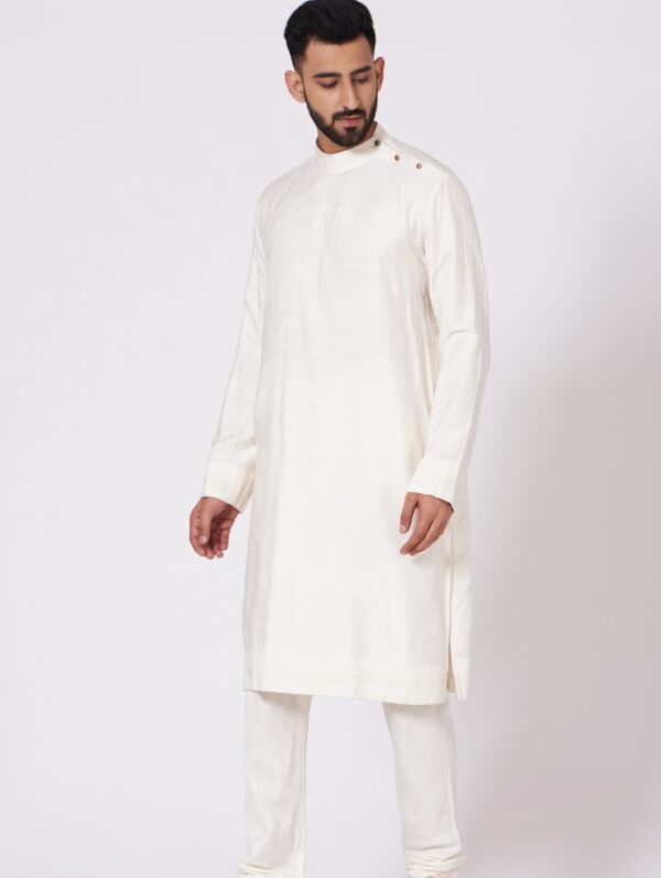 JATIN MALIK – Ivory Shoulder buttoned Kurta set