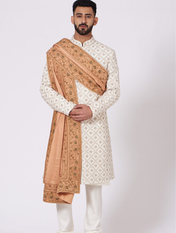 JATIN MALIK – Ivory Tan Sherwani