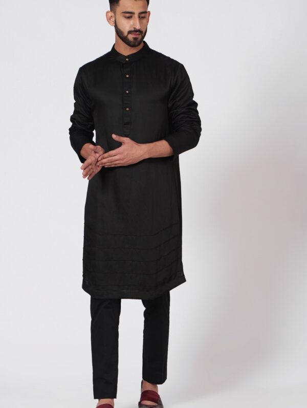 JATIN MALIK – Black silk Kurta set