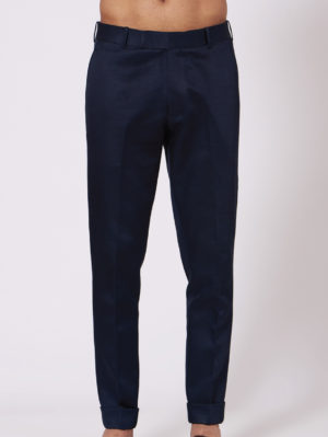 JATIN MALIK – Midnight Blue Shoulder buttoned Kurta set - Image 3