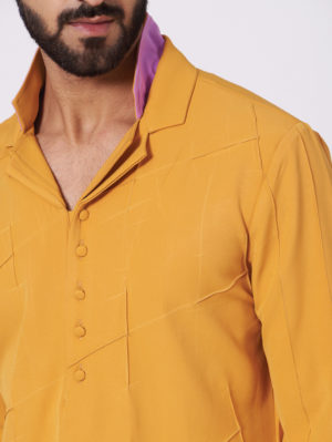 JATIN MALIK – Mustard Short Kurta set - Image 2