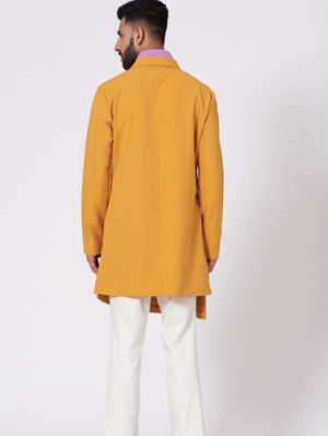 JATIN MALIK – Mustard Short Kurta set - Image 4