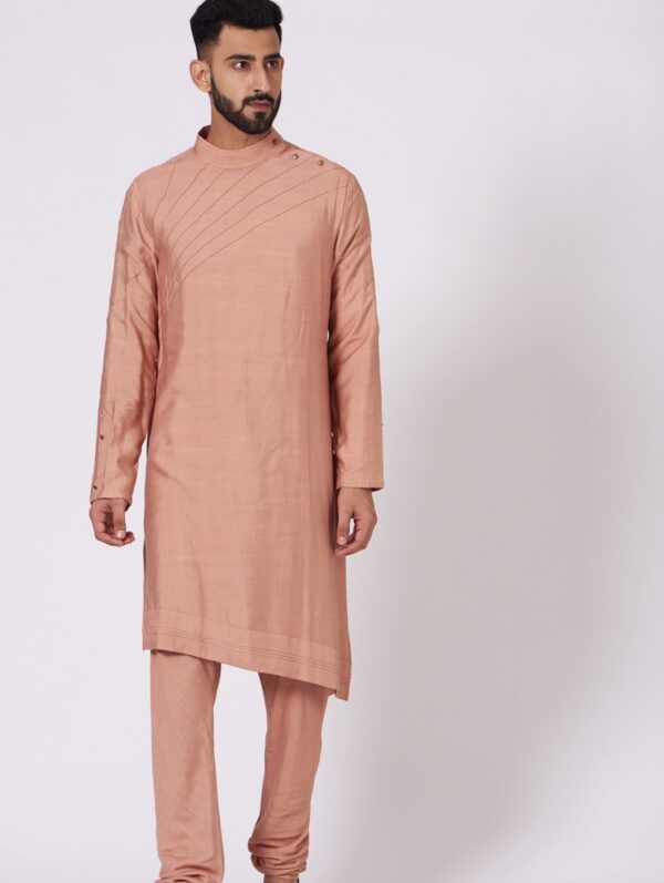 JATIN MALIK – Old rose Shoulder buttoned Kurta set