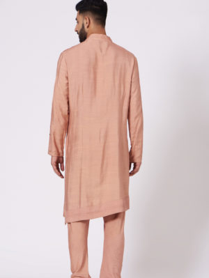 JATIN MALIK – Old rose Shoulder buttoned Kurta set - Image 4