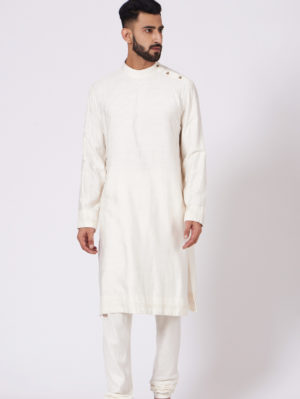 JATIN MALIK – Soft Ivory Sherwani - Image 4