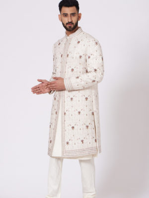JATIN MALIK – Soft Ivory Sherwani - Image 5