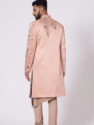 JATIN MALIK – The Budding Old rose Sherwani - Image 3