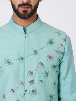 JATIN MALIK – The Pool Blue Kurta Set - Image 3