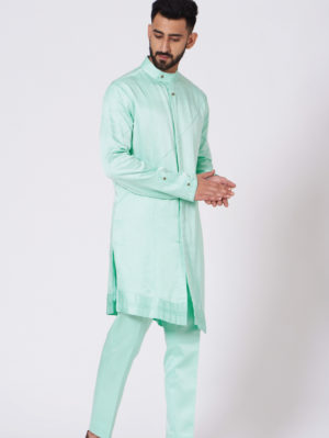 JATIN MALIK – Tiffany Blues Kurta Shrug Set - Image 2