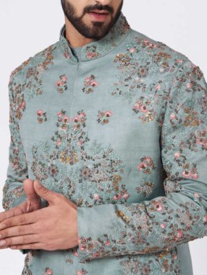 JATIN MALIK – Chateau Grey Sherwani - Image 5