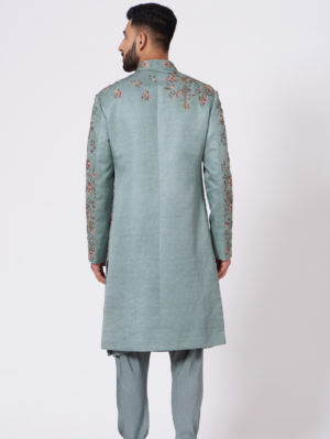 JATIN MALIK – Chateau Grey Sherwani - Image 4