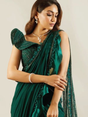 Adaara Couture - Emerald Green saree - Image 4