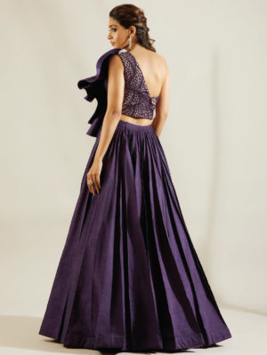 ADAARA COUTURE – flap leaf blouse wth pin tuck skirt - Image 3