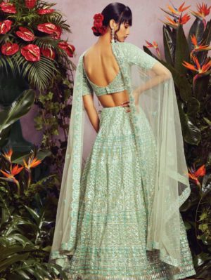 ANEESH AGARWAAL – Shades of Green lehenga set - Image 2