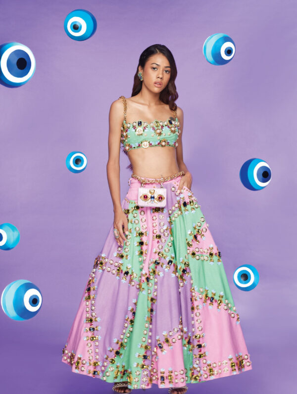 PAPA DON’T PREACH- Denim Threesome! Half-Lehenga set