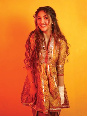 GOPI VAID – Marigold Zigzag AG with Dhoti - Image 2