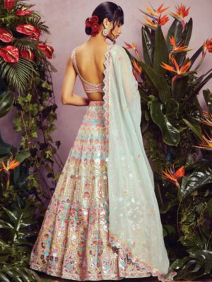 ANEESH AGARWAAL – Multi colour floral lehenga set - Image 3