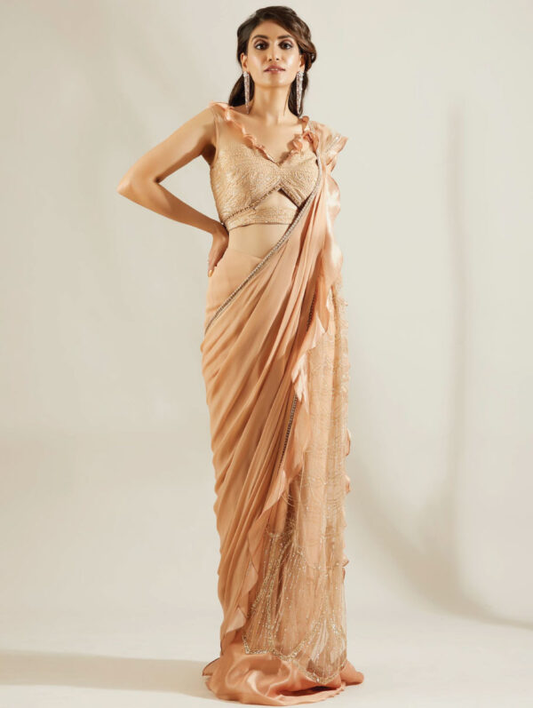ADAARA COUTURE – tuscany gold pre draped saree