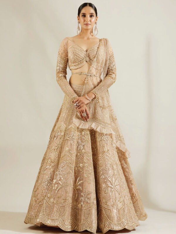ADAARA COUTURE – tuscany gold tree pearl embroidered lehenga