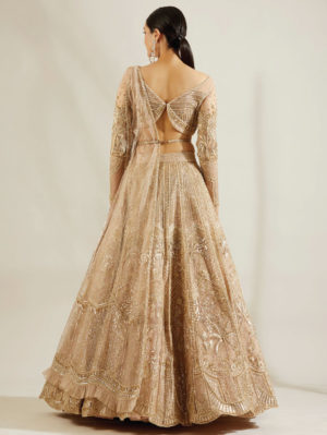 ADAARA COUTURE – tuscany gold tree pearl embroidered lehenga - Image 2