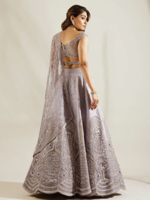 ADAARA COUTURE – charlotte blue jali embellished lehenga - Image 3