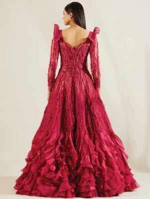ADAARA COUTURE – Brill Crimson Gown - Image 2