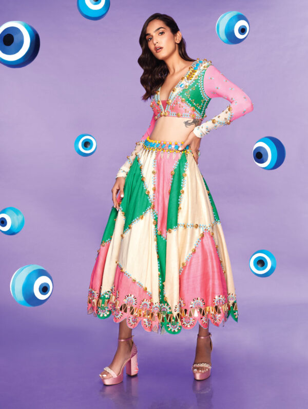 PAPA DON’T PREACH- Mosaic Trip Half-Lehenga set