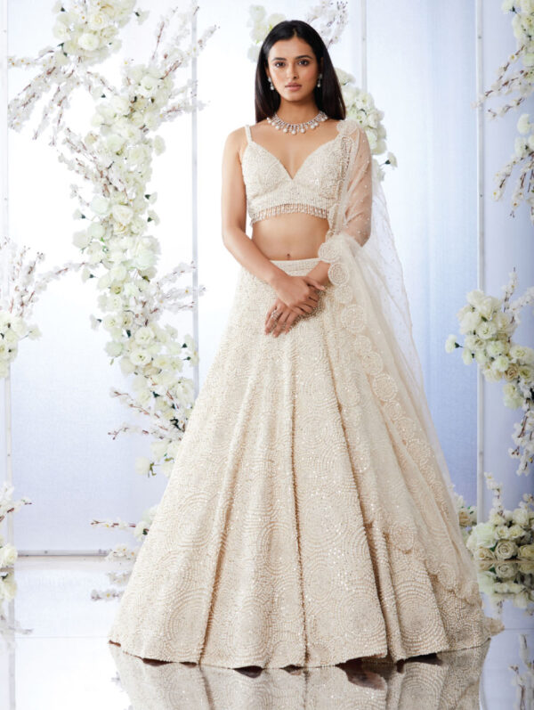 Seema Gujral - Ivory Pearl Lehenga Set