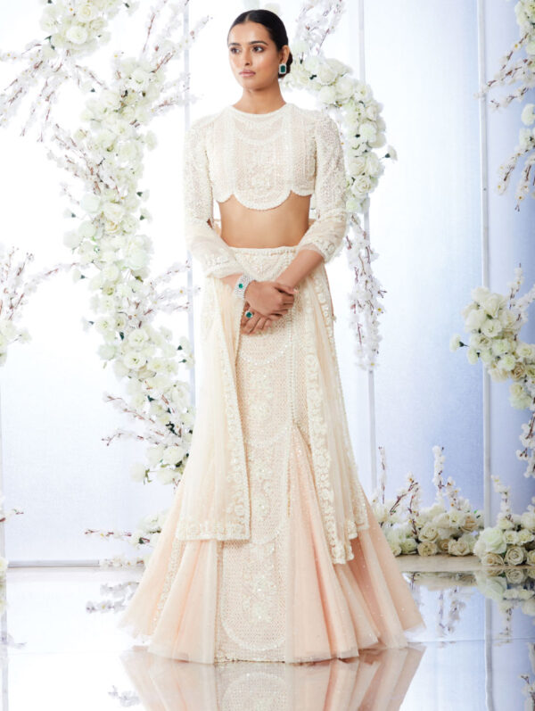 Seema Gujral - Powder Peach Fish Cut Lehenga Set