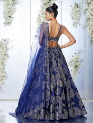 Seema Gujral - Navy Crystal Lehenga Set - Image 2