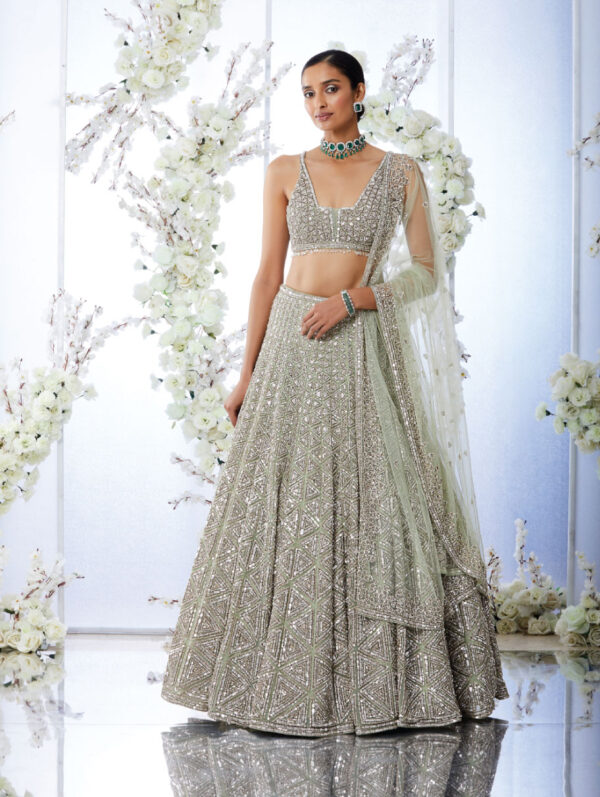 Seema Gujral - Sea Green Sequin Lehenga Set