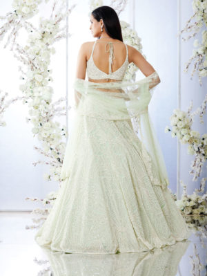 Seema Gujral - Mint Green Pearl Lehenga Set - Image 2