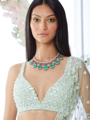 Seema Gujral - Mint Green Sequin Lehenga Set - Image 3