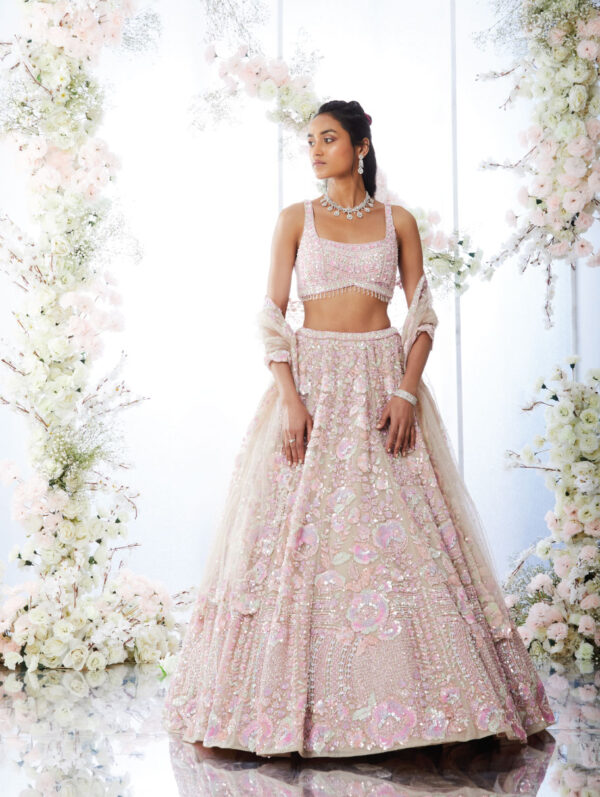 Seema Gujral - Nude Floral Lehenga Set
